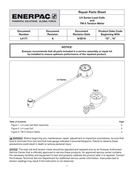 Repair Parts Sheet