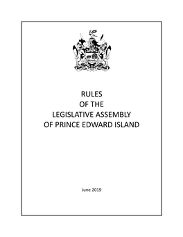 Rules of the Legislative Assembly of Prince Edward Island