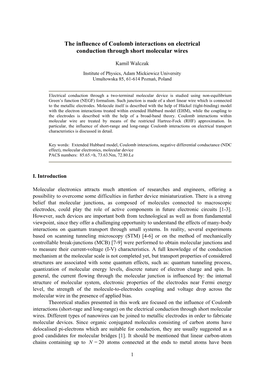 The Influence of Coulomb Interactions on Electrical Conduction Through Short Molecular Wires