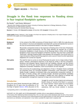 Struggle in the Flood: Tree Responses to Flooding Stress in Four Tropical
