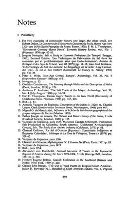 1 Primitivity 1. for Two Examples of Commodity History One Large, the Other Small, See Robert Delort, Lecommerce Desfourrures En