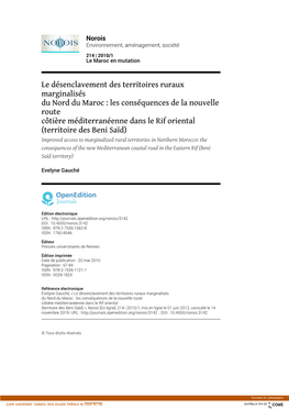 Le Désenclavement Des Territoires Ruraux Marginalisés Du Nord Du