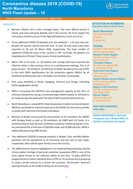 Coronavirus Disease 2019 (COVID-19) North Macedonia WHO Flash Update – 10