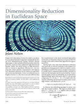 Dimensionality Reduction in Euclidean Space
