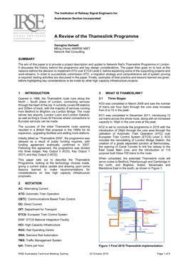 A Review of the Thameslink Programme