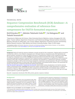 Sequence Compression Benchmark (SCB) Database—A Comprehensive