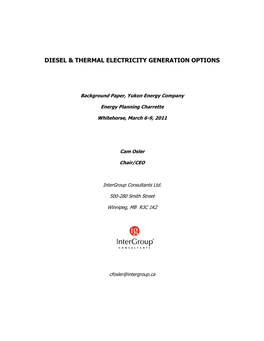 Diesel & Thermal Electricity Generation Options