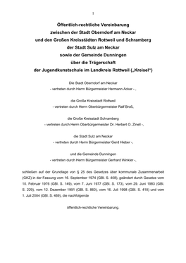 Öffentlich-Rechtliche Vereinbarung Zwischen Der Stadt Oberndorf Am