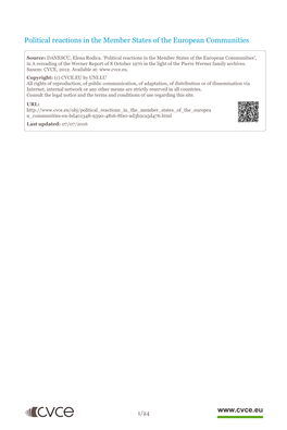 Political Reactions in the Member States of the European Communities