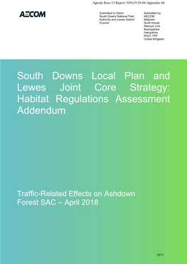 South Downs Local Plan and Lewes Joint Core Strategy: Habitat Regulations Assessment Addendum