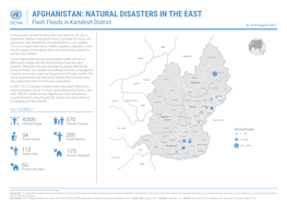 Afghanistan: Natural Disasters in the East