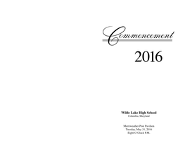 Wilde Lake 2016 Commencement Program