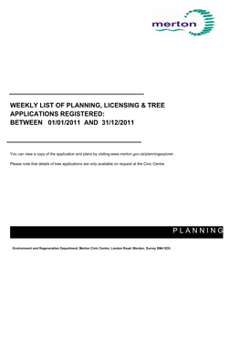 2011 Planning and Tree Applications