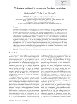 Vidian Canal: Radiological Anatomy and Functional Correlations