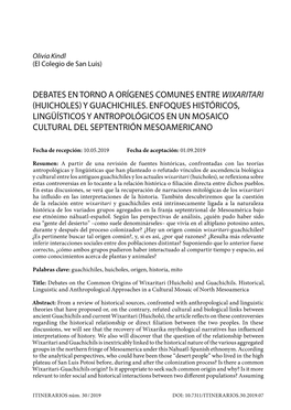 Y Guachichiles. Enfoques Históricos, Lingüísticos Y Antropológicos En Un Mosaico Cultural Del Septentrión Mesoamericano