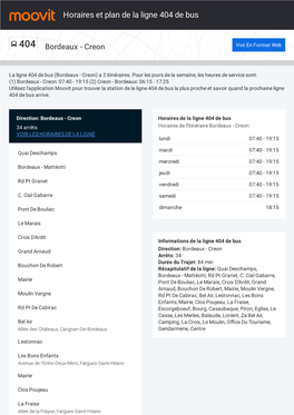 Horaires Et Trajet De La Ligne 404 De Bus Sur Une Carte