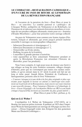 D'un Curé Du Pays De Bitche Au Lendemain De La Révolution Française