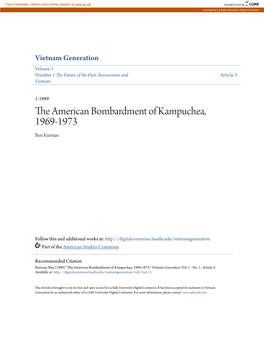 The American Bombardment of Kampuchea, 1969-1973 Ben Kiernan