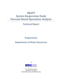 DRAFT System Reoperation Study Forecast‐Based Operations Analysis