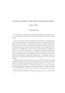 Jacquet Modules and Induced Representations∗