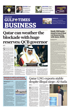 Qatar Can Weather the Blockade with Huge Reserves: QCB Governor