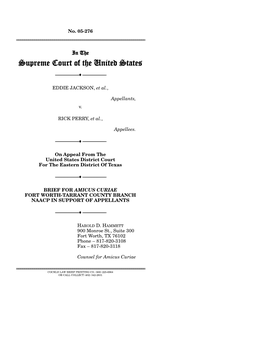 Brief for Amicus Curiae Fort Worth-Tarrant County Branch Naacp in Support of Appellants