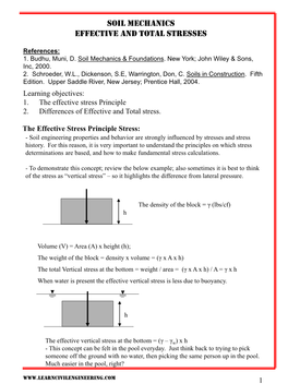 Soil Mechanics Effective and Total Stresses