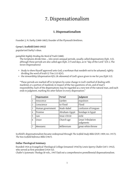 7. Dispensationalism