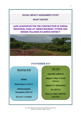 Kinfra Industrial Park at Cheruvanchery, Puthur and Mokeri Villages in Kannur District