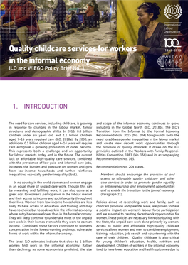 Quality Childcare Services for Workers in the Informal Economy ILO and WIEGO Policy Brief No