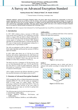 A Survey on Advanced Encryption Standard