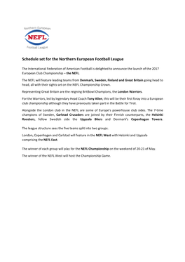 Schedule Set for the Northern European Football League