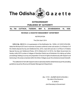 The Odisha G a Z E T T E