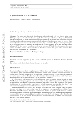 Arxiv:1709.05219V3 [Math.CO] 5 Oct 2018 Sﬁe O L H Etcsbtoe Ial,W Hwlnsbe Links Show We Finally, Keywords One