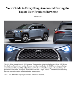 Your Guide to Everything Announced During the Toyota New Product Showcase