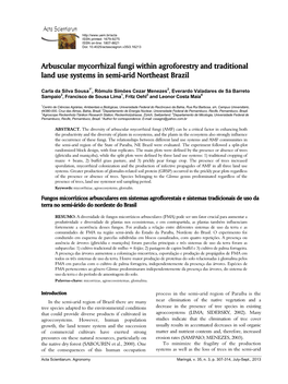 Arbuscular Mycorrhizal Fungi Within Agroforestry and Traditional Land Use Systems in Semi-Arid Northeast Brazil