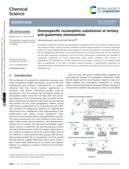 Stereospecific Nucleophilic Substitution at Tertiary and Quaternary Stereocentres