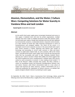 Atavism, Elementalism, and the Water / Culture Wars: Competing Solutions for Water Scarcity in Vandana Shiva and Jack London