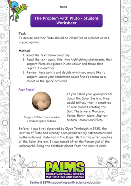 The Problem with Pluto – Student Worksheet