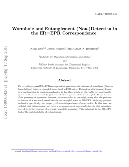 Wormhole and Entanglement (Non-)Detection in the ER=EPR Correspondence