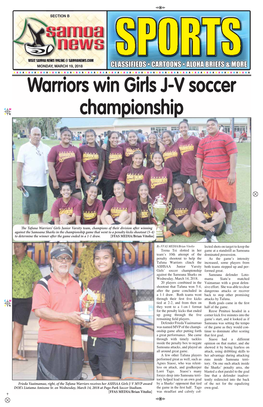 Warriors Win Girls J-V Soccer Championship