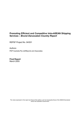 Promoting Efficient and Competitive Intra-ASEAN Shipping Services – Brunei Darussalam Country Report