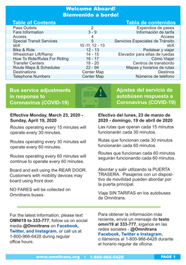 Reduced Service Plan Bus Book