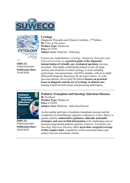 Cytology Pediatric Transplant and Oncology Infectious Diseases