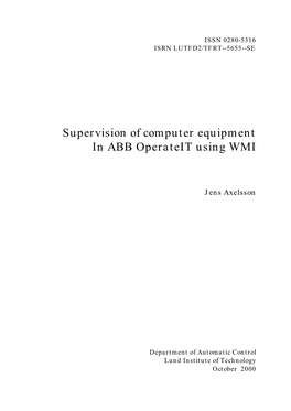 Supervision of Computer Equipment in ABB Operateit Using WMI
