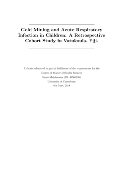 Gold Mining and Acute Respiratory Infection in Children: a Retrospective Cohort Study in Vatukoula, Fiji