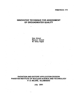 Innovative Technique for Assessment of Groundwater Quality