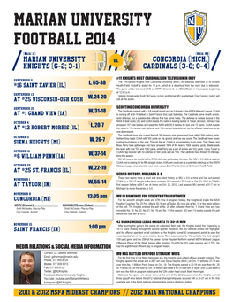 Marian University Football 2014