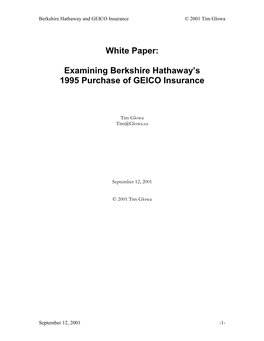 Examining Berkshire Hathaway's 1995 Purchase of GEICO Insurance