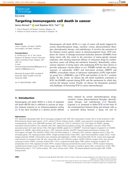 Targeting Immunogenic Cell Death in Cancer Asma Ahmed1,2 and Stephen W.G